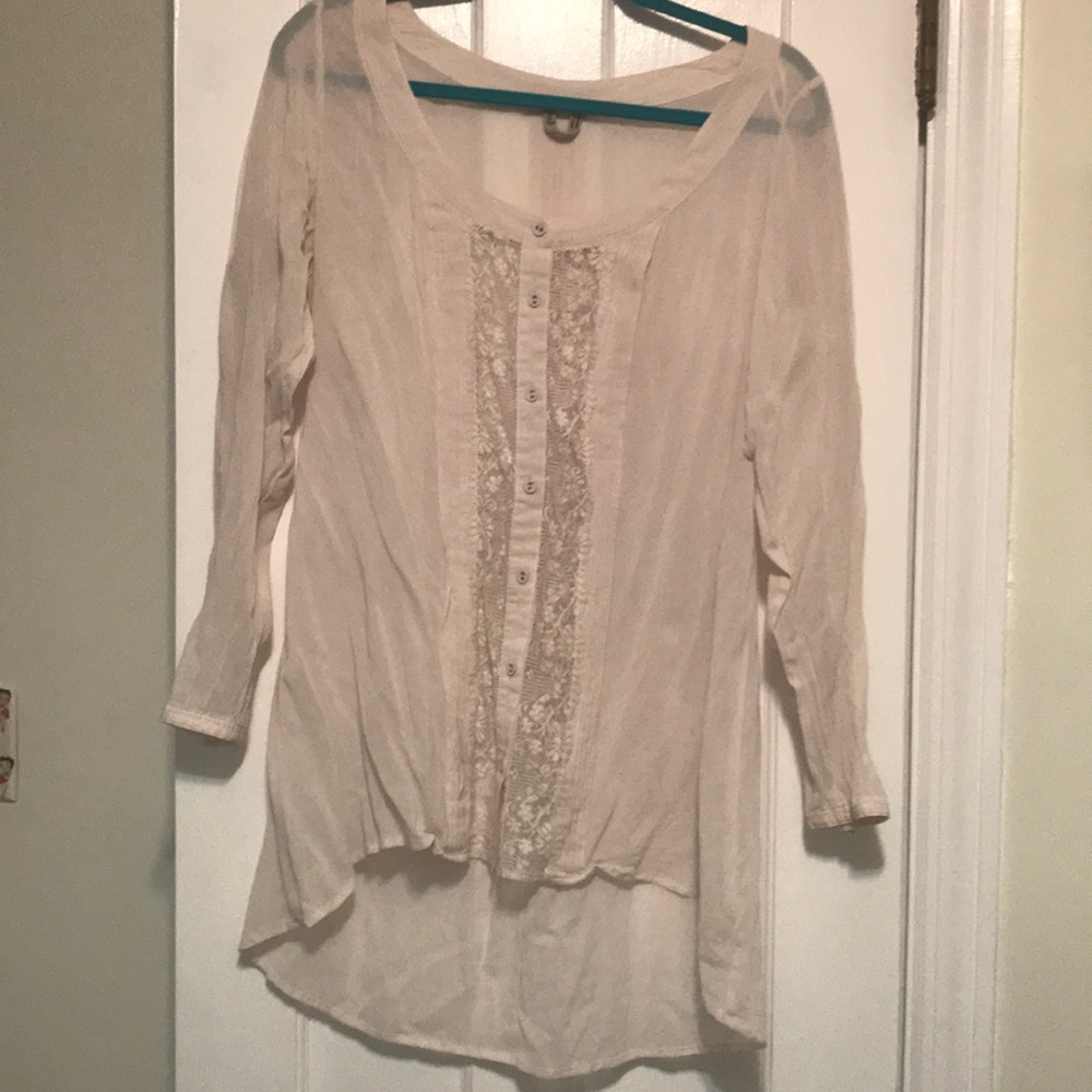Free People Long Sleeve Shirt/Dress w Lace Panel